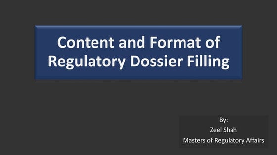 Regulatory dossier preparation and submission as per CTD format | PPTX ...