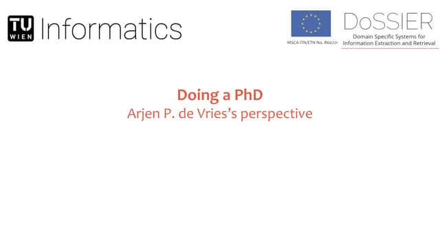 Doing a PhD @ DOSSIER