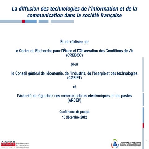 La diffusion des technologies de l’information et de la communication dans la société française
