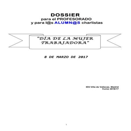 Día de la Mujer Trabajadora - Dossier de Actividades