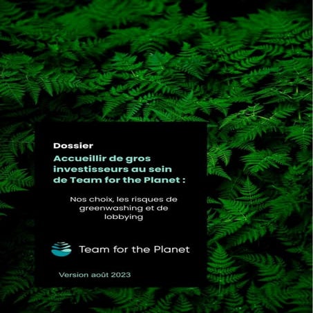 Rapport de gestion 2024 de Team for the Planet | PDF