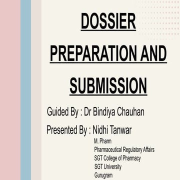 Dossier and Common Technical Document (CTD)