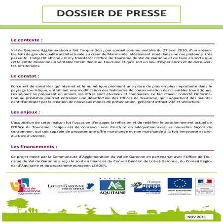 Dossier de presse Office de Tourisme du Val de Garonne