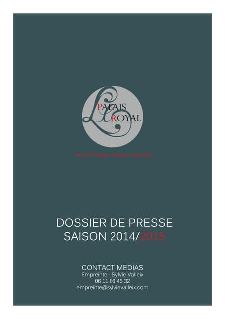 Dossier de presse Le Palais royal saison 14-15