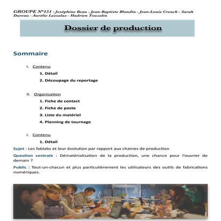 Dossier de production finale