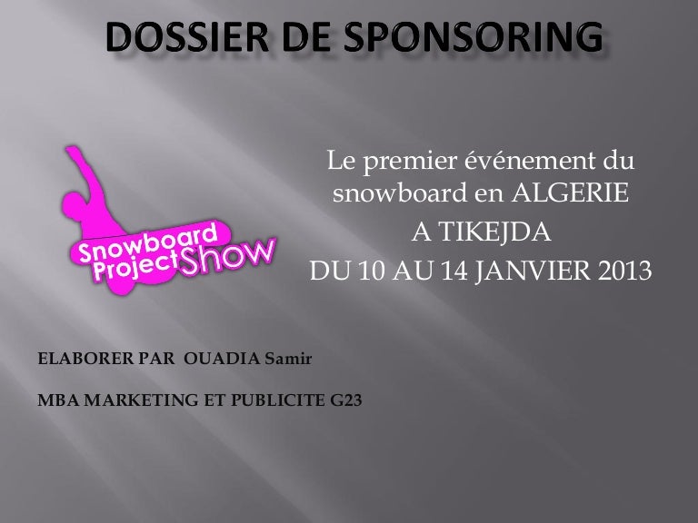 Dossier de sponsoring