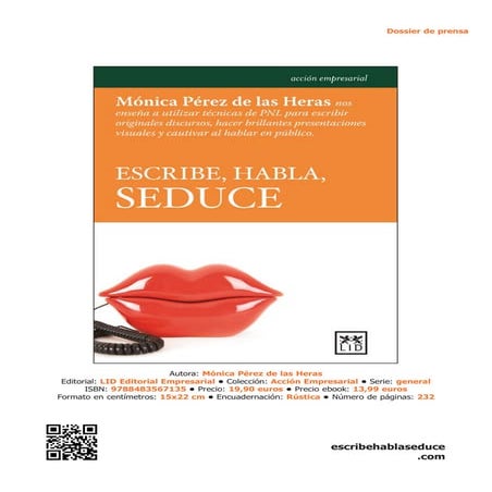 Dossier de Prensa libro: Escribe, Habla, Seduce