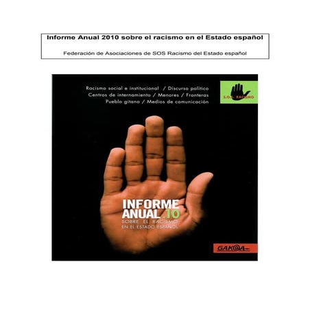 Informe Anual 2010 sobre el racismo en el Estado español