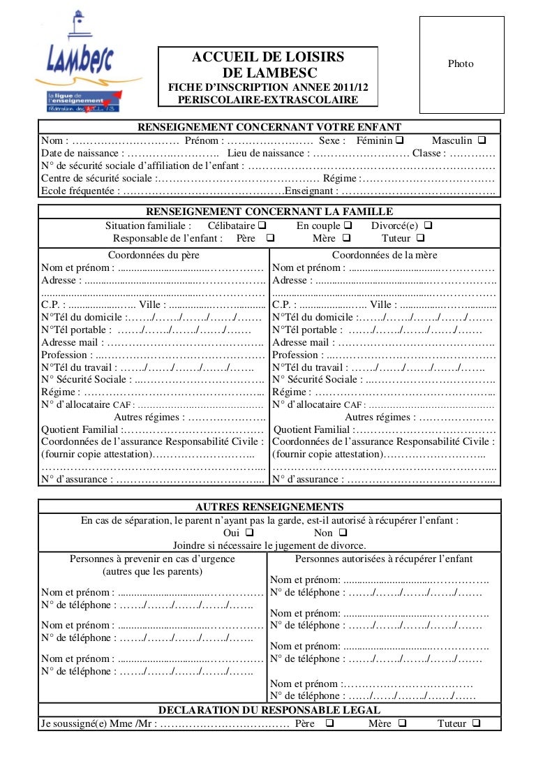 Dossier inscription periscolaire extrascolaire enfant vierge 2011-20…