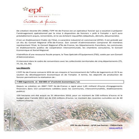 Dossier de presse EPFIF