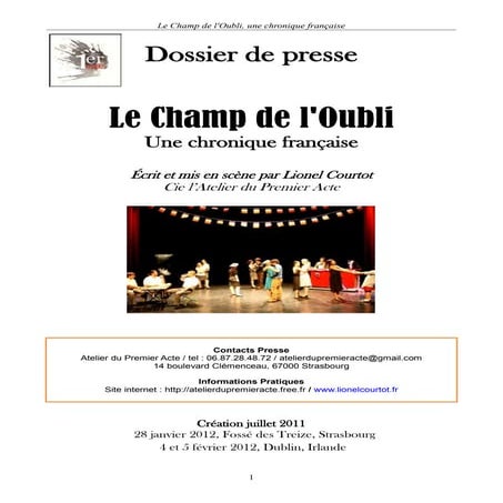 Dossier presse - le champ de l'oubli
