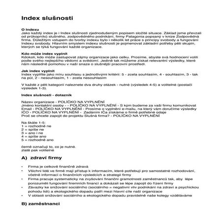 Index slušnosti k testu - verze 1.0