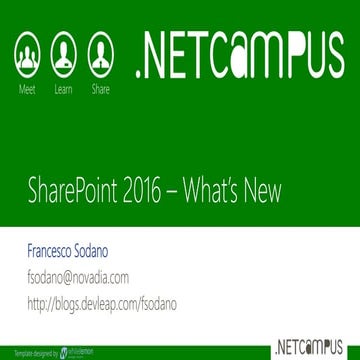 Dot netcampus2015 francescosodano-sharepoint2016whatsnew