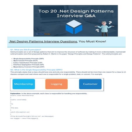 Dot Net Design Patterns Interview Questions PDF By ScholarHat | PDF