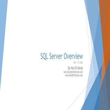 Microsoft SQL Server 2012 Components and Tools (Quick Overview) - Rev 1 ...