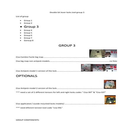 Double bit locks  group 3