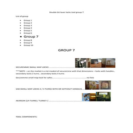 Double bit locks  group 7