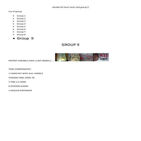 Double bit locks  group 9