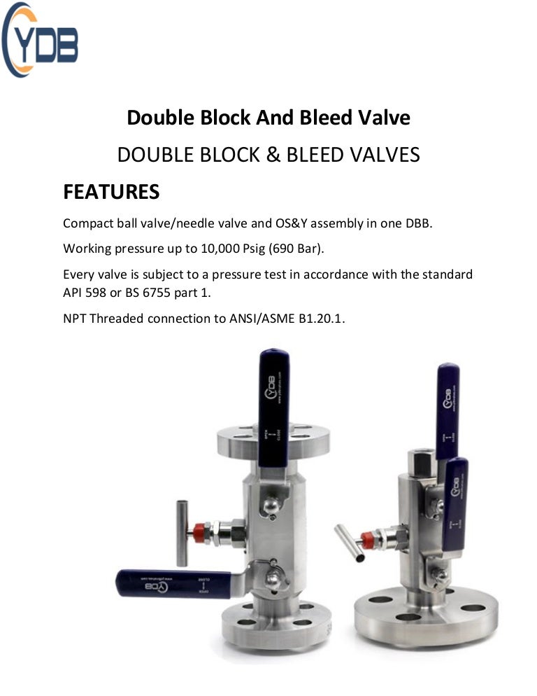 Double Block And Bleed Valve ydbvalves