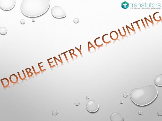 Double Entry Accounting | Finance