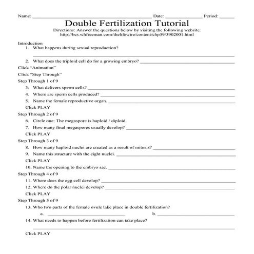 Double fertilization tutorial