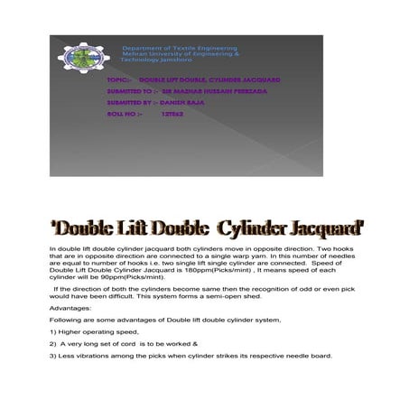 Double lift double cylinder jacquard 