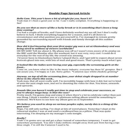 Double page spread article