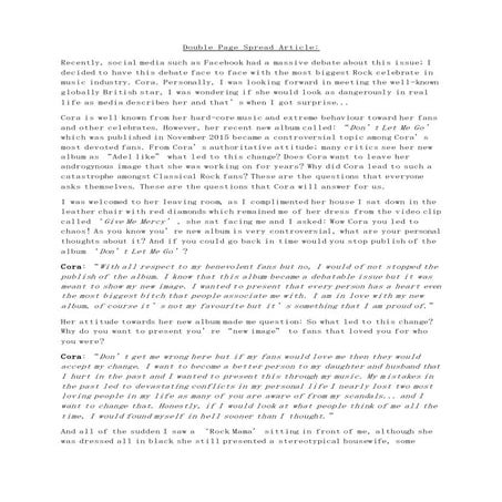 Double page spread article