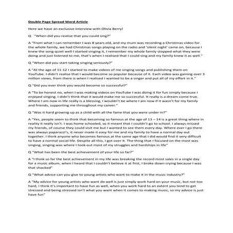 Double page spread word article