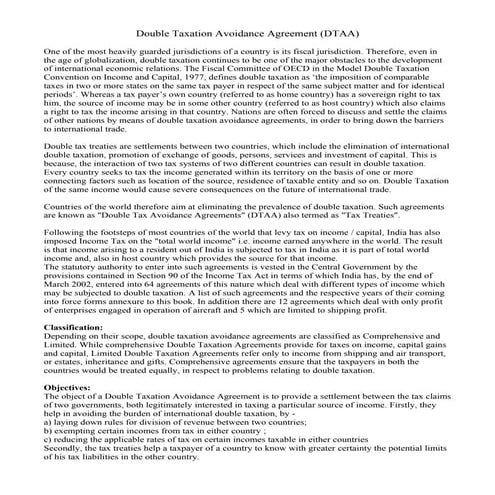 Double Taxation Avoidance Agreement (DTAA) | DOC