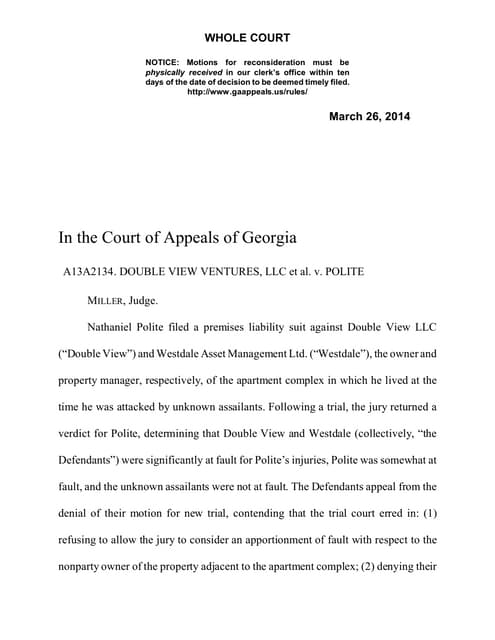 Ga Court Of Appeals Double View Apportionment - 