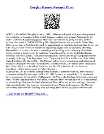 Douglas Mawson Research Paper