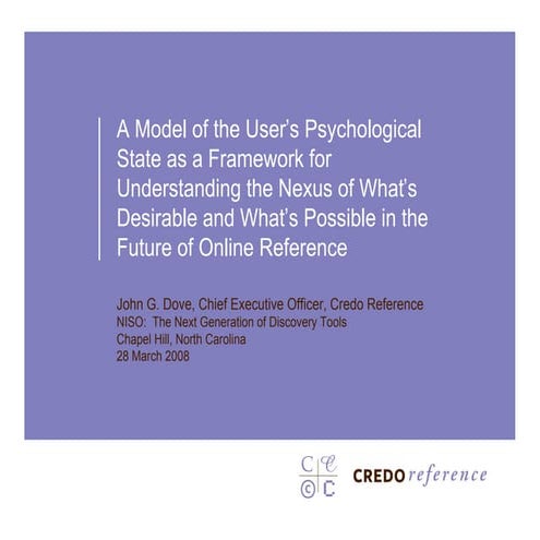 Dove, "A Model of the User's Psychological State as a Framework for Understan...