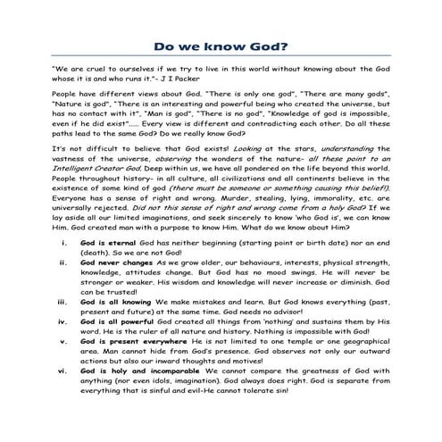 Do we know God?