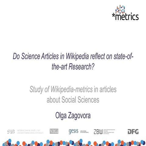 Do wikipedia science articles reflect on state-of-the-art research?