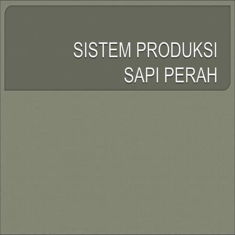 Manajemen Sapi Perah | PPT