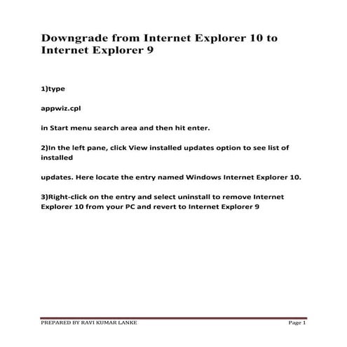 Downgrade ie10-to-ie9