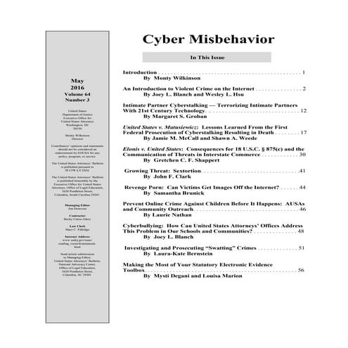 FBI manual on cyberstalking crimes  18 USC 2261