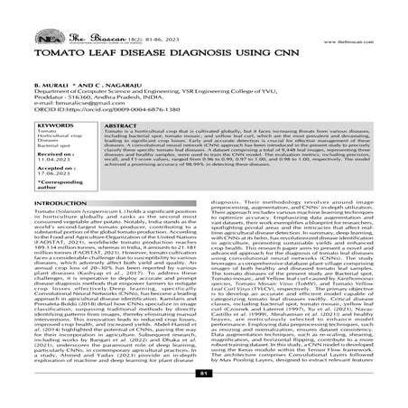 Tomato disease detection using deep learning convolutional neural ...