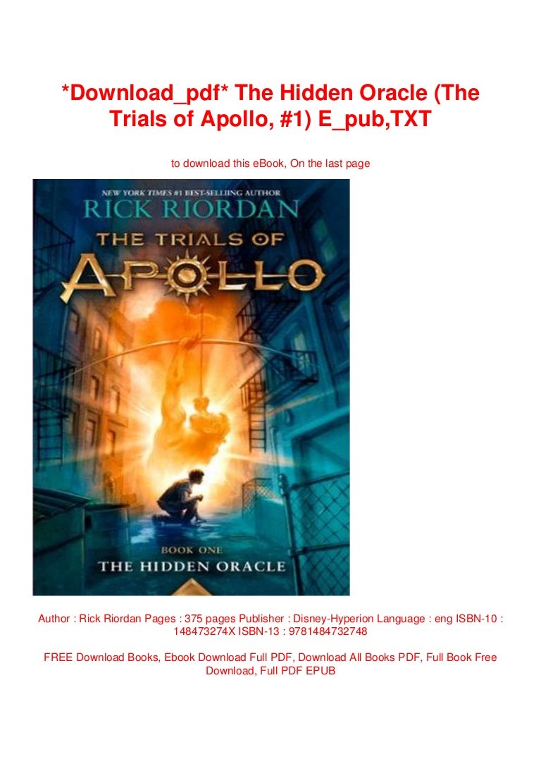 Download Pdf The Hidden Oracle The Trials Of Apollo 1 E Pub Txt