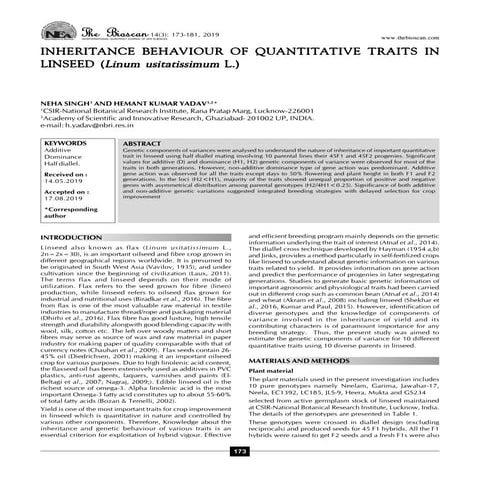 Gene Action for Yield and its Attributes by Generation Mean Analysis in ...