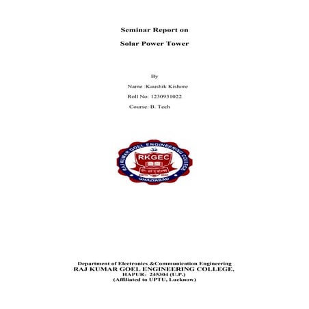 seminar report on solar power tower