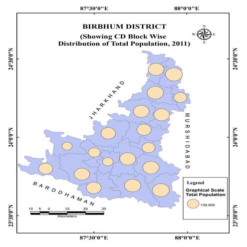Representation of data on map by proportional circles