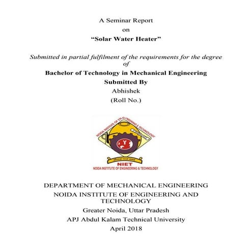 Solar Water Heater | PDF