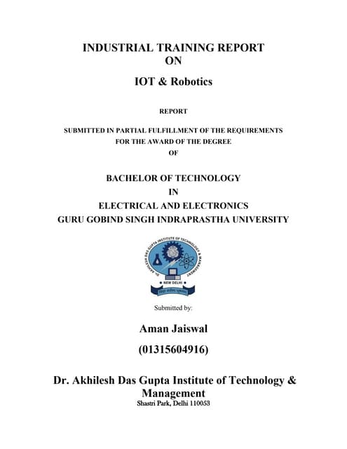 Internship Report on IOT & Robotics