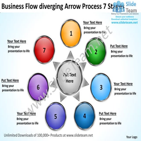 Download flow diverging arrow process 7 stages circular network power point t...
