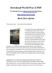 World War Z Analysis