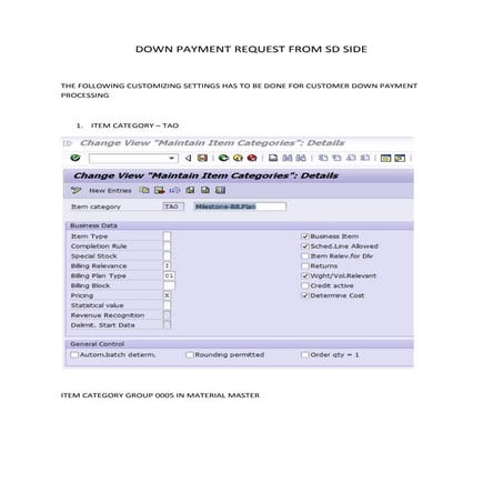 Down payment request from sd side