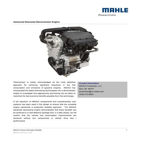 Downsizing Demonstrator Engine | PDF