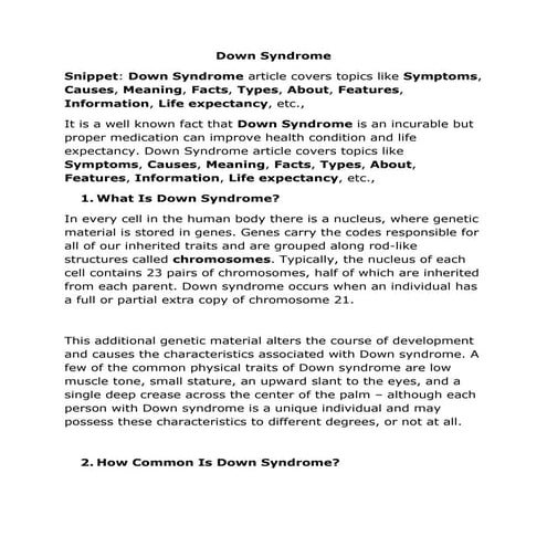 Down syndrome | PPT